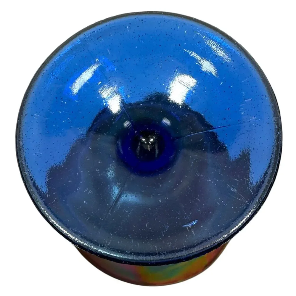 Vintage‎ Fenton Carnival Glass Peacock & Urn Compote Colorful Goblet 5